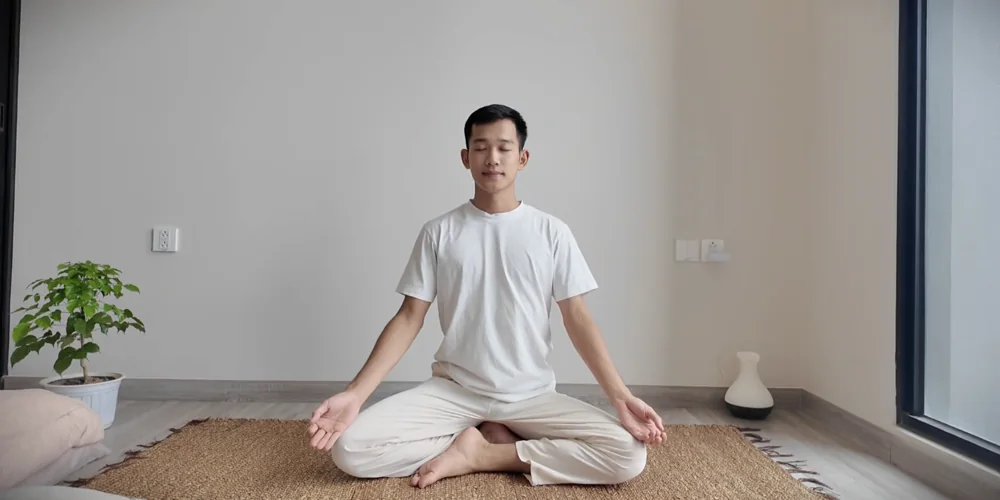 Tâm Đức An ngồi thiền thực hành thở 4-7-8
